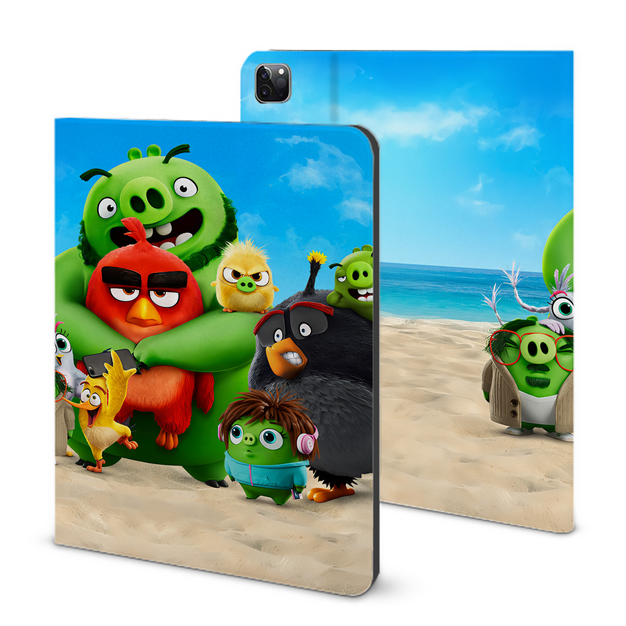 （画像用） Angry Birds アングリーバード IPad ケース ブック型 PUレザー TPU 耐衝撃 軽量 薄型 ペン収納なし 全面保護 IPad 各モデル対応
